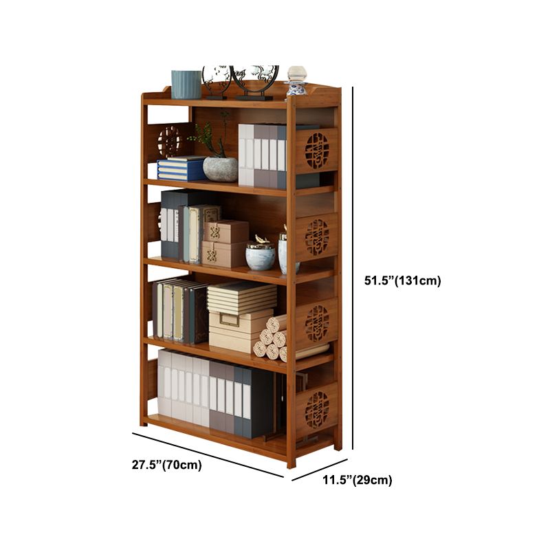 Contemporary Brown Book Shelf Office Open Shelf Bookcase with Drawers