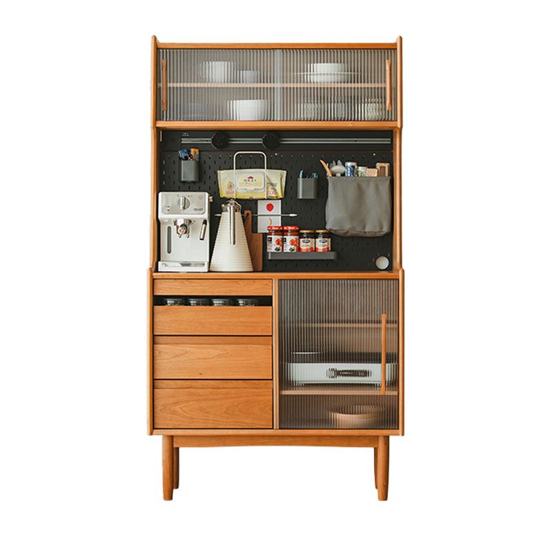 Modernism Wood Server Table 3 Drawers Open Storage Sideboard for Dining Room