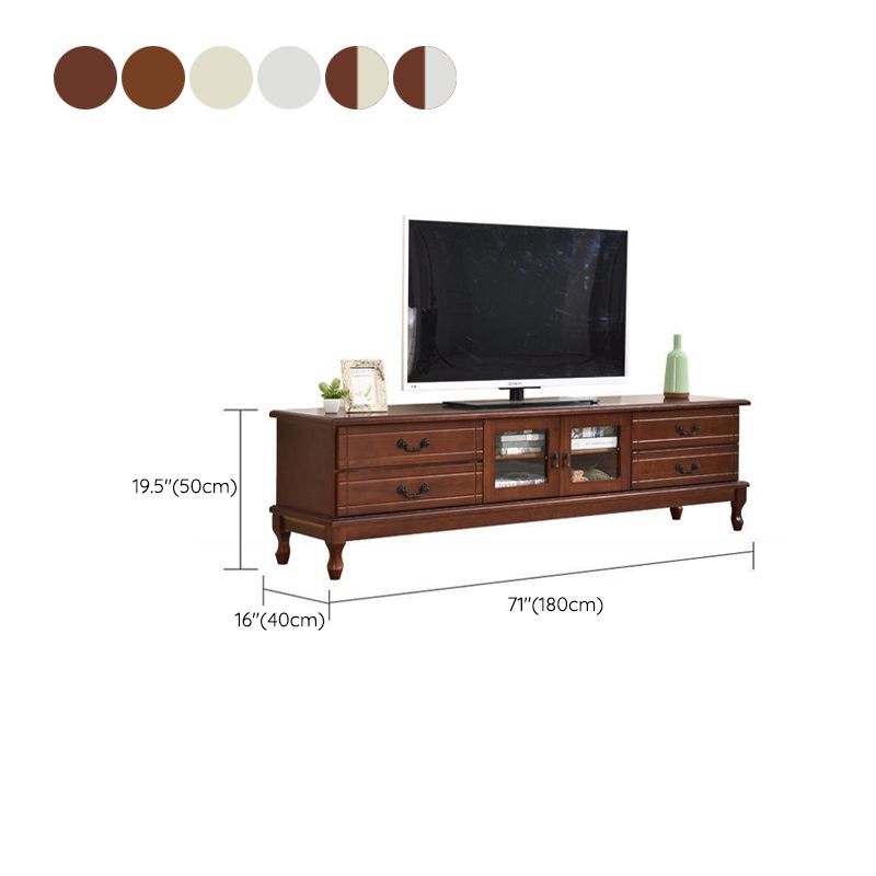 Traditional Wood TV Console Enclosed Storage TV Media Stand with Doors for Living Room