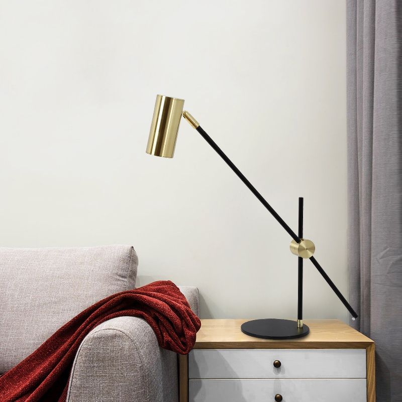 Contemporary 1 Head Task Lighting Gold Cylindrical Night Table Lamp with Metal Shade