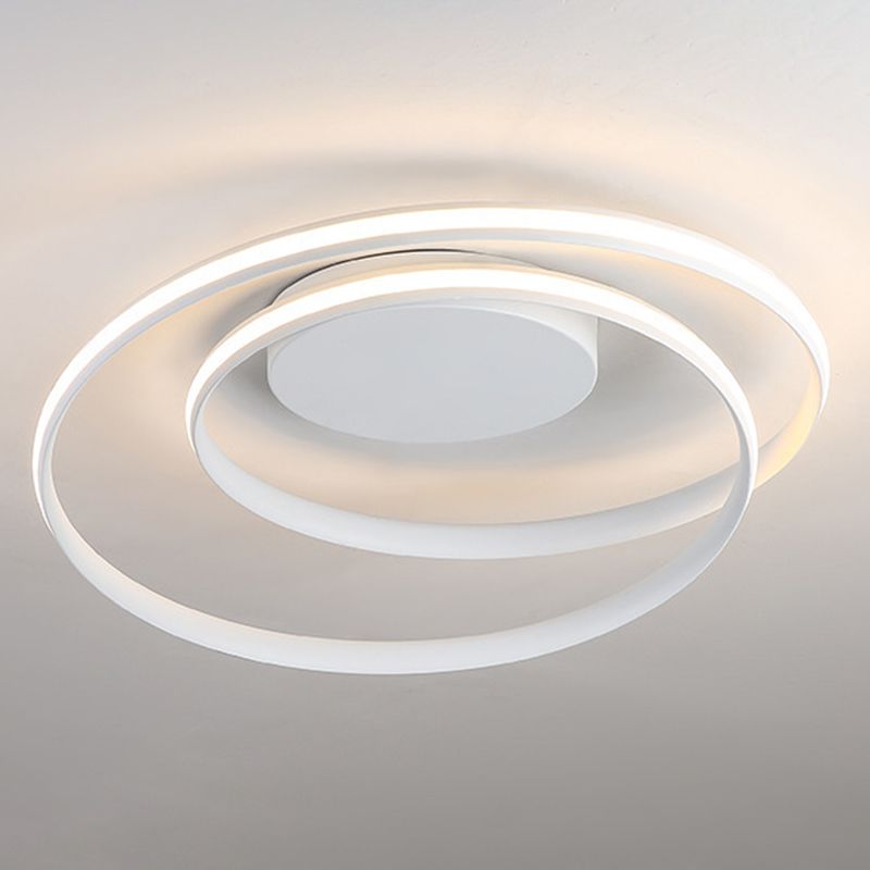 Circular Semi Flush Mount Lighting Contemporary Aluminum Ceiling Light Fixtures for Bedroom