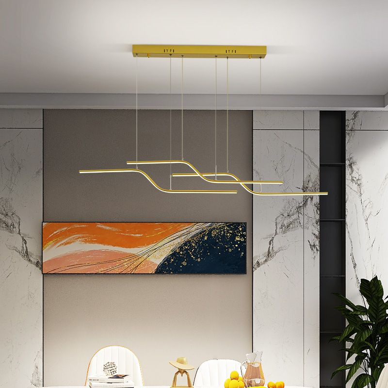 Lampe suspendue métallique à lustre linéaire ultra-moderne avec cordon suspendu pour restaurant