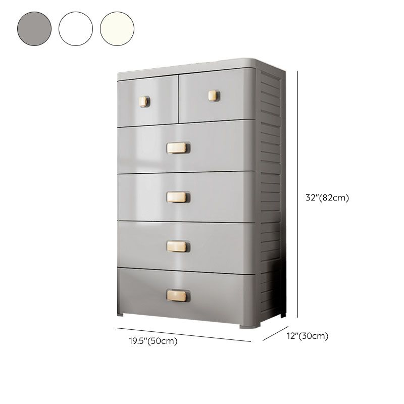 Contemporary Plastic Baby Dresser Vertical Kids Nightstand with Drawers for Bedroom