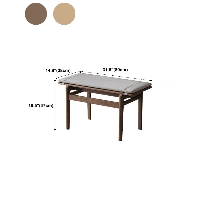 Farmhouse Wood Bedroom Bench Walnut/Natural Finish Dining Bench with Removable Cushion