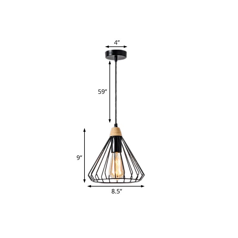 1-licht kegel kooi hangende lamp Noordse stijl zwart/wit metalen hanglampje armatuur voor binnen