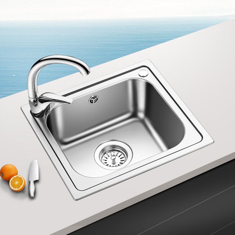 Single Bowl Kitchen Sink Stainless Steel Rectangle Sink with Drain Assembly