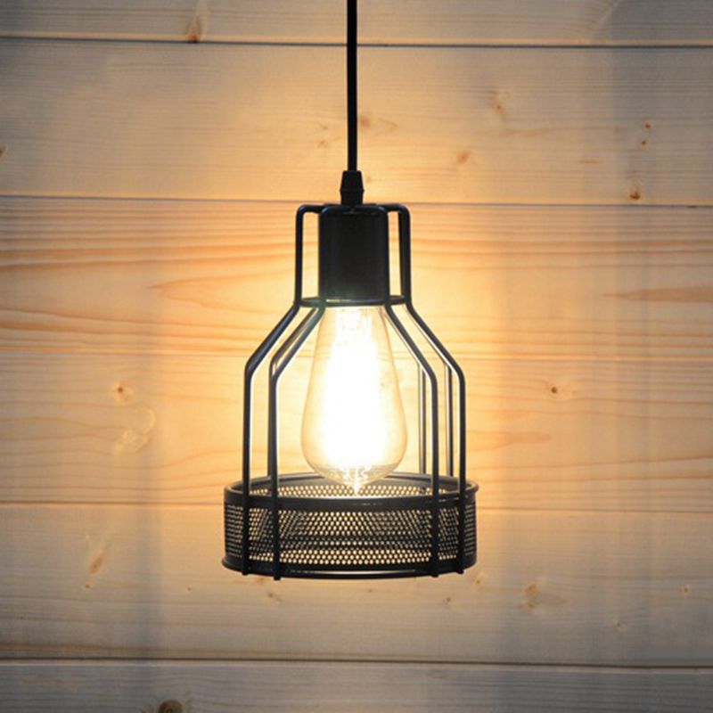 Industrial Classic Single Pendant Light Wrought Iron Hanging Lamp for Interior Spaces