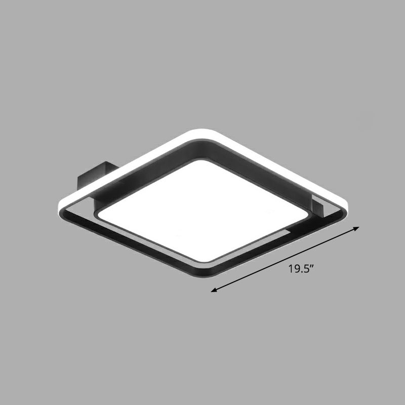 Black Square Ceiling Light Fixture Simple Metal LED Flush Mount with Acrylic Diffuser