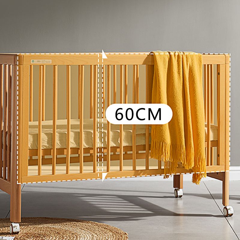 Modern Rectangle Movable Crib Solid Wood  4-In-1 Convertible Crib