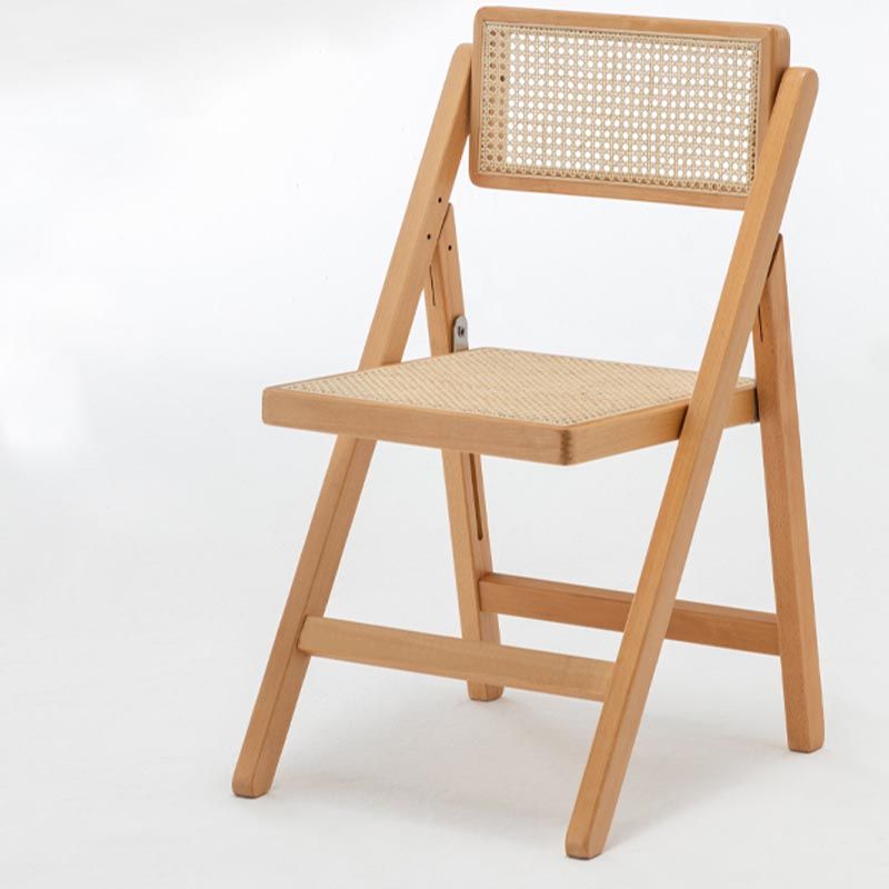 Traditional Folding Rattan Side Chair Wood Dining Side Chair