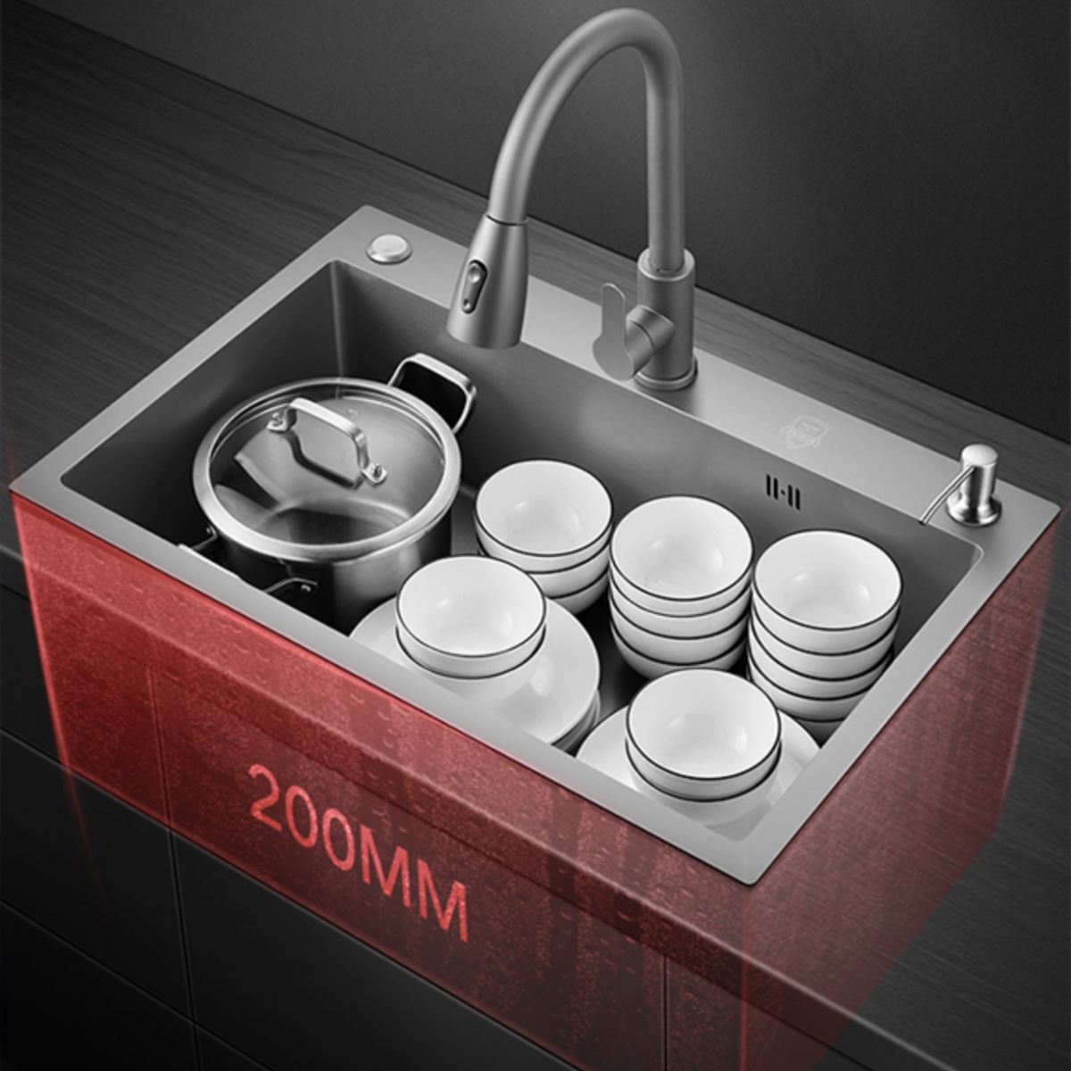 Modern Style Kitchen Sink Stainless Steel Kitchen Sink with Drain Strainer Kit