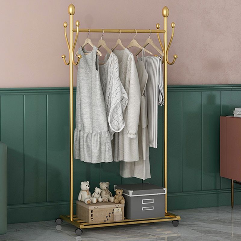 Modern Hall Stand with Hooks and Castors Storage Shelf Coat Hanger