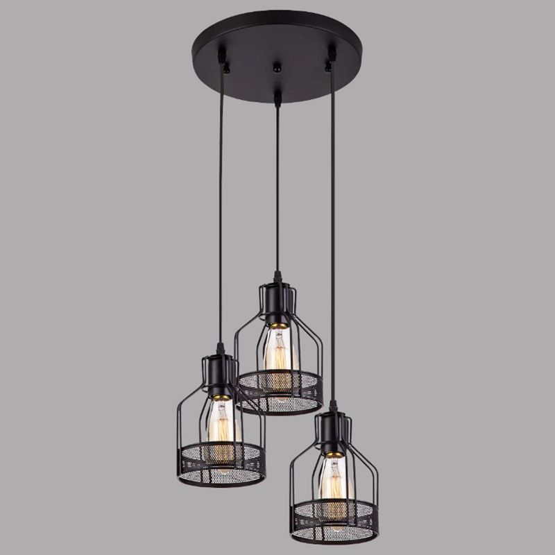 Black Metal Pendant Light Light Indsutrial Retro Bird Cage Hanging Lamping pour restaurant