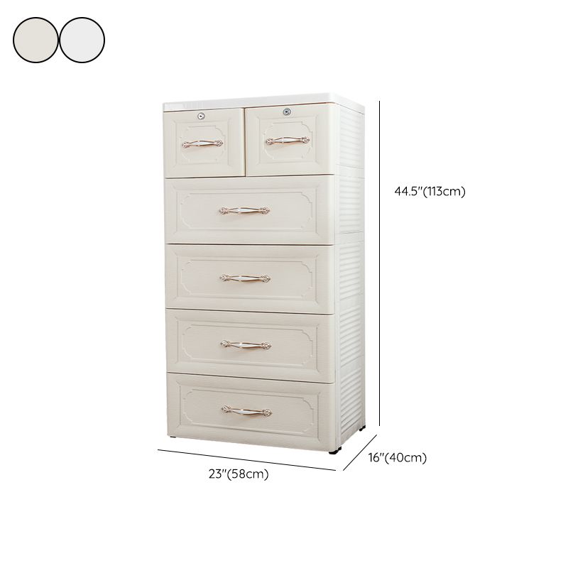 Contemporary Kids Nightstand Plastic Nursery Dresser with 6 Drawers