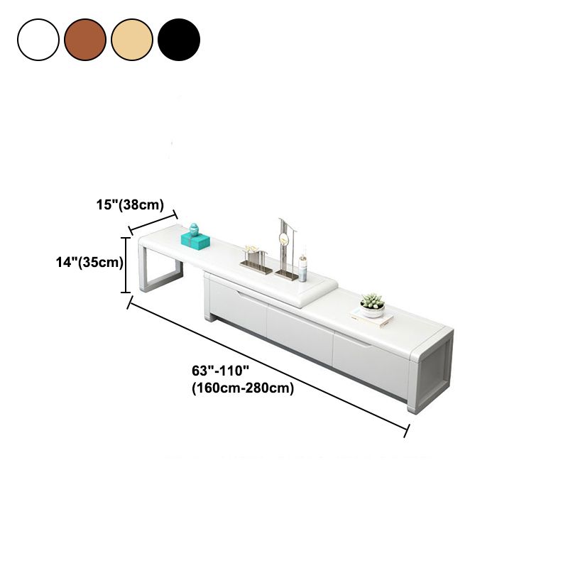 14" H TV Stand Solid Wood Adjustable Closed Storage TV Console with 3 Drawers