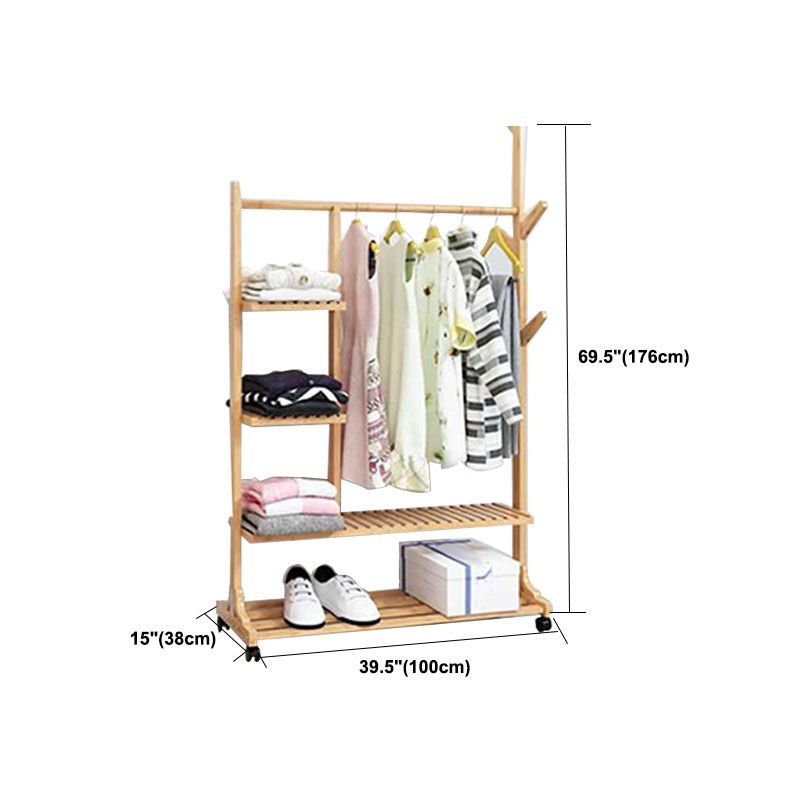 Wooden Coat Hanger Shelves and Hanging Rail Hooks Vintage Entryway Kit