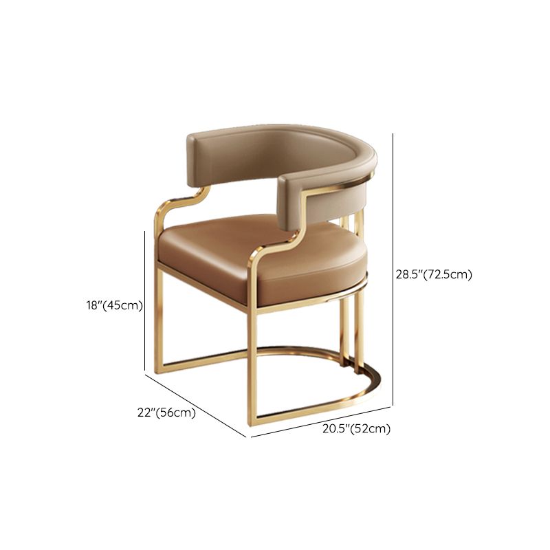 Glam Indoor Upholstered Gold Legs Open Back Dining Arm Chair