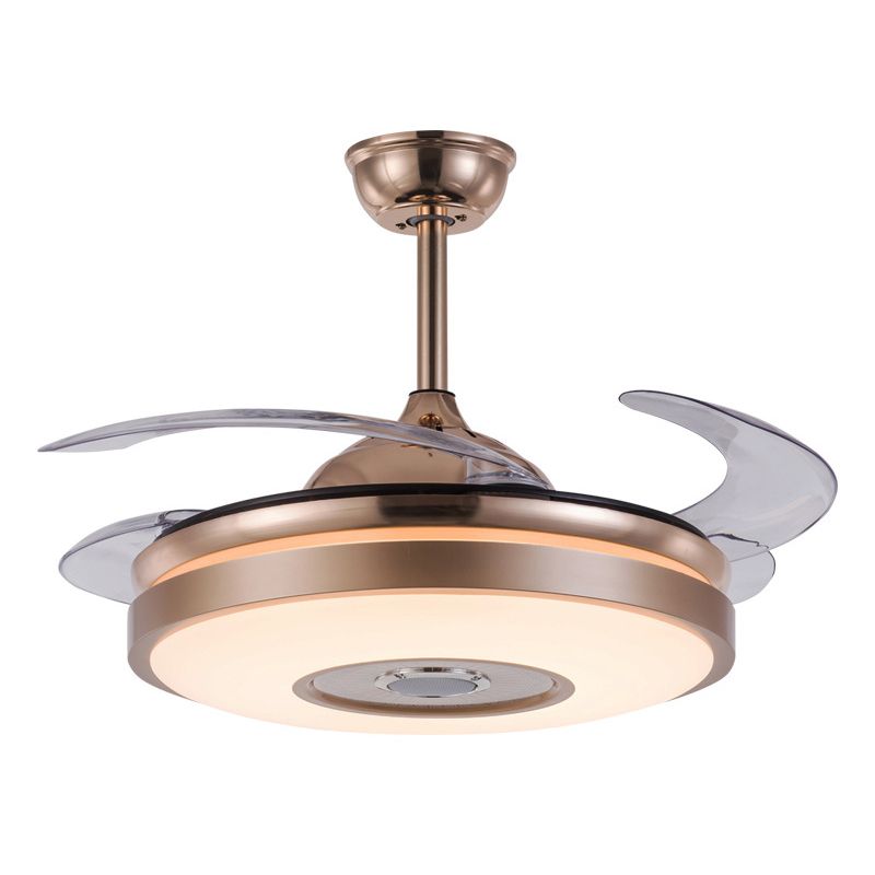 4 Blades cirkel hangerslamp LIFTE FICUTE Eenvoudig acryl 19 "brede LED Gold Semi-Flush Mount