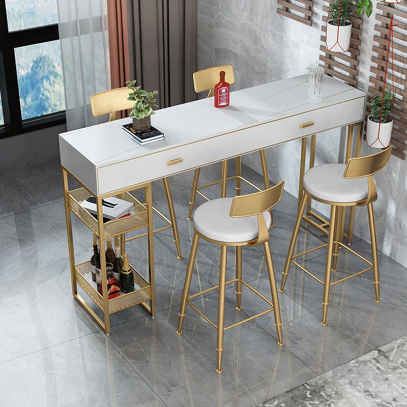 Contemporary Bistro Accent Dining Table Rectangle Bar Table with Storage