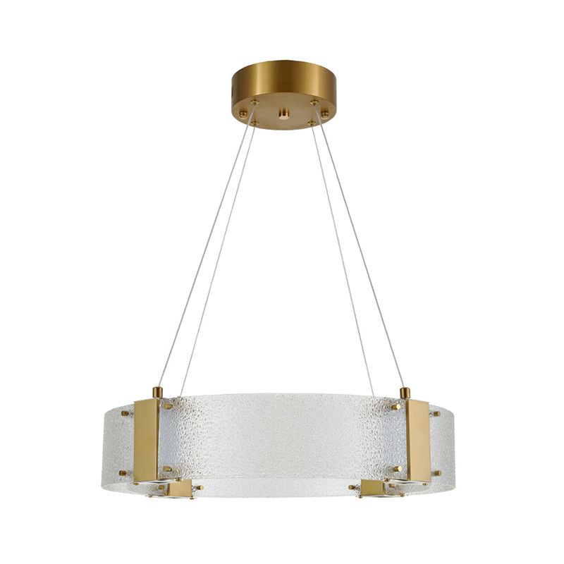 Circular Pendant Chandelier Modernist Frosted Glass 6 Heads Gold Ceiling Suspension Lamp