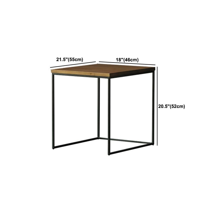 Modern Brone Coffee Table Solid Wood Top and Iron Base for Home