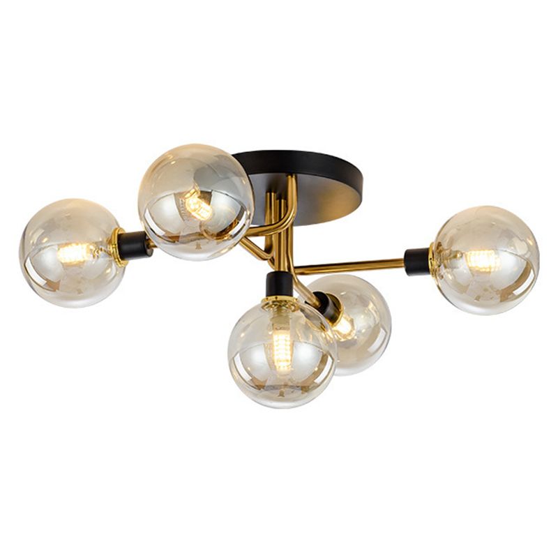 Bubble Semi Flush Mount Lighting Contemporary Stained Glass Ceiling Light Fixtures for Bedroom