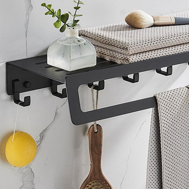 7-Piece Bathroom Hardware Set Matte Black/Gray with Bath Shelf/Towel Bar/Robe Hooks