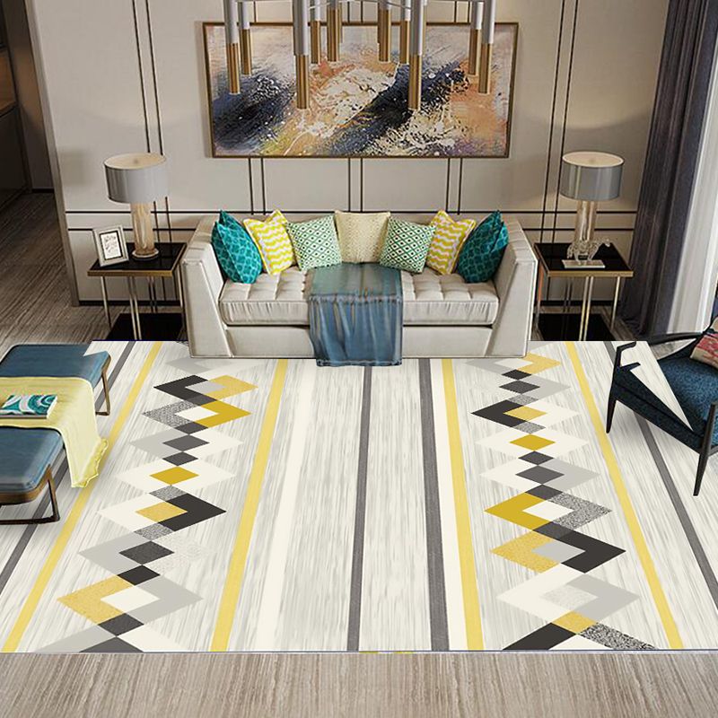 Multi-Color Southwestern Rug Polypropylene Stripe Printed Area Carpet Non-Slip Backing Pet Friendly Easy Care Indoor Rug for Decor