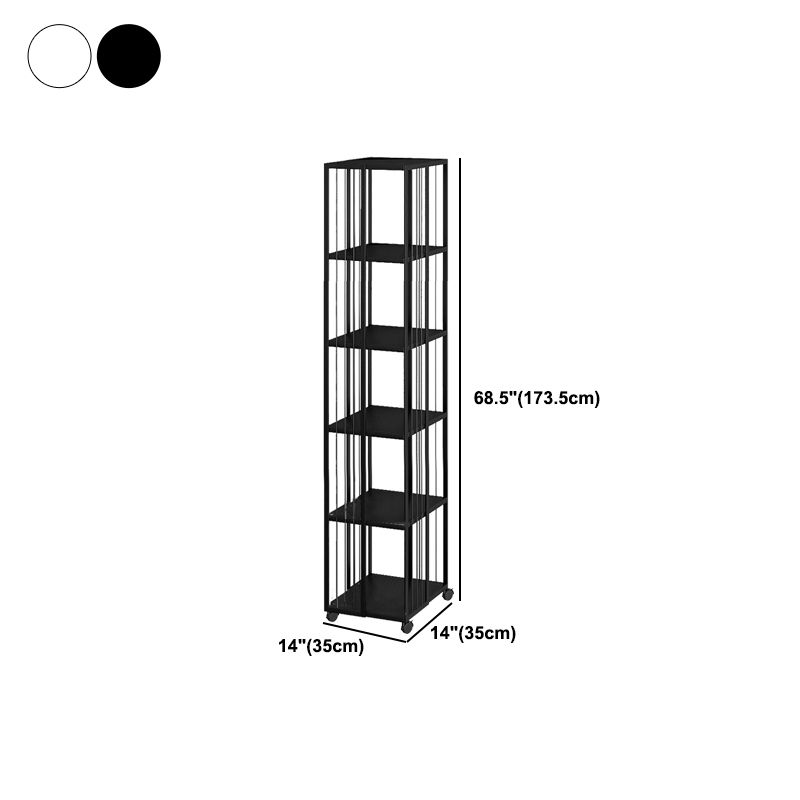 Modern & Contemporary Metal Shelf Open Back Bookcase with Caster