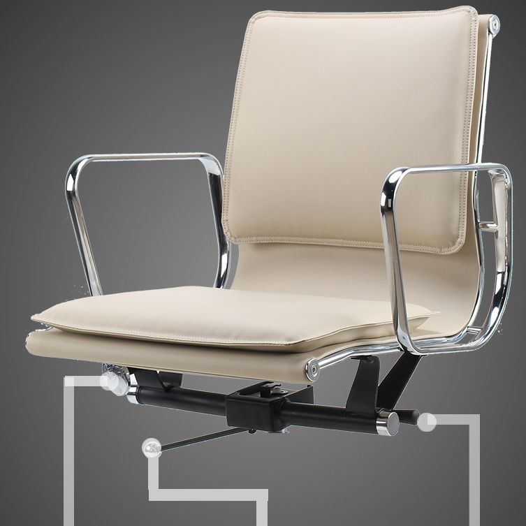 Modern Fixed Arms Chair Leather No Distressing Ergonomic Desk Chair