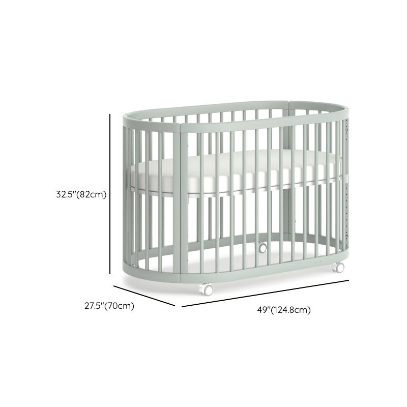 Nordic Style Oval Shape Crib Solid Wood 4-In-1 Convertible Crib