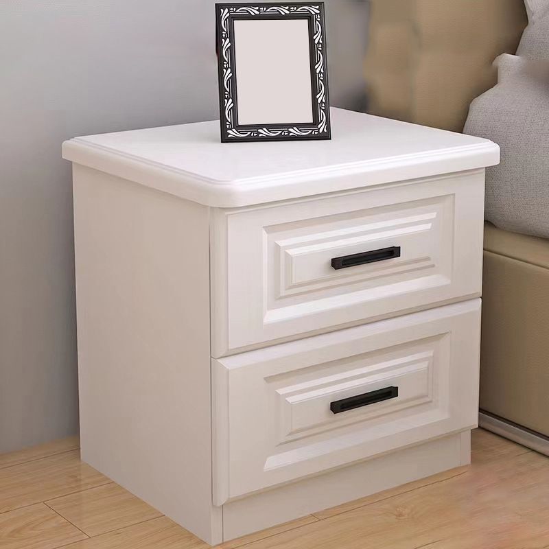 Scandinavian Drawers Included Accent Table Nightstand in White Wood