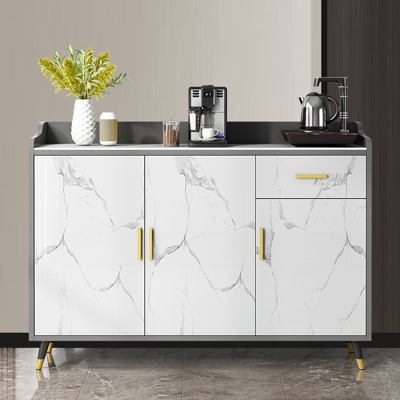 1-Drawer Engineered Wood Sideboard Glam Stone Countertop Credenza for Living Room