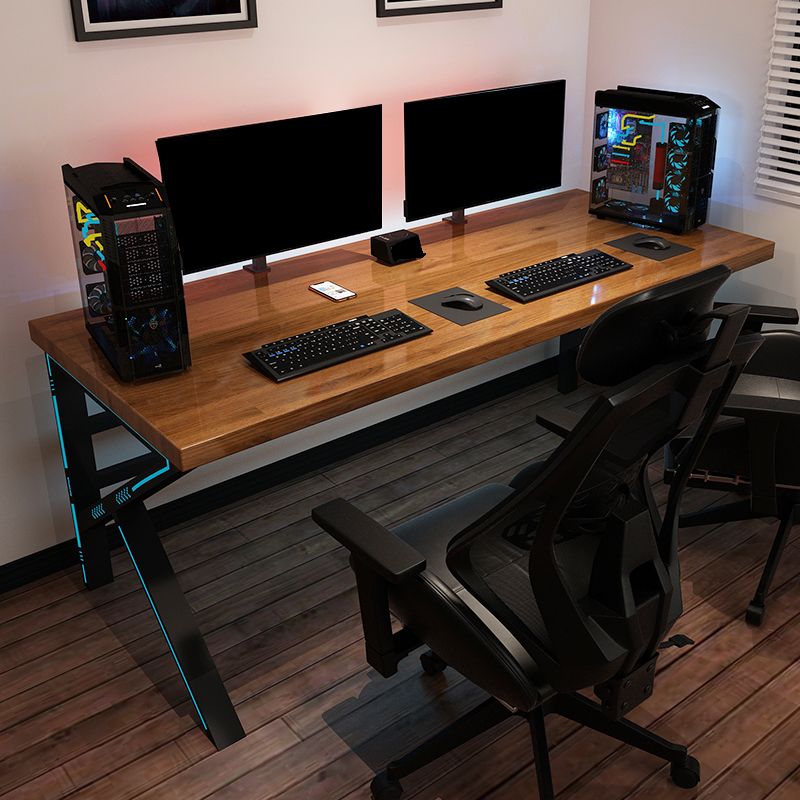 Industrial Wood Computer Desk Rectangular Natural Gaming Desk