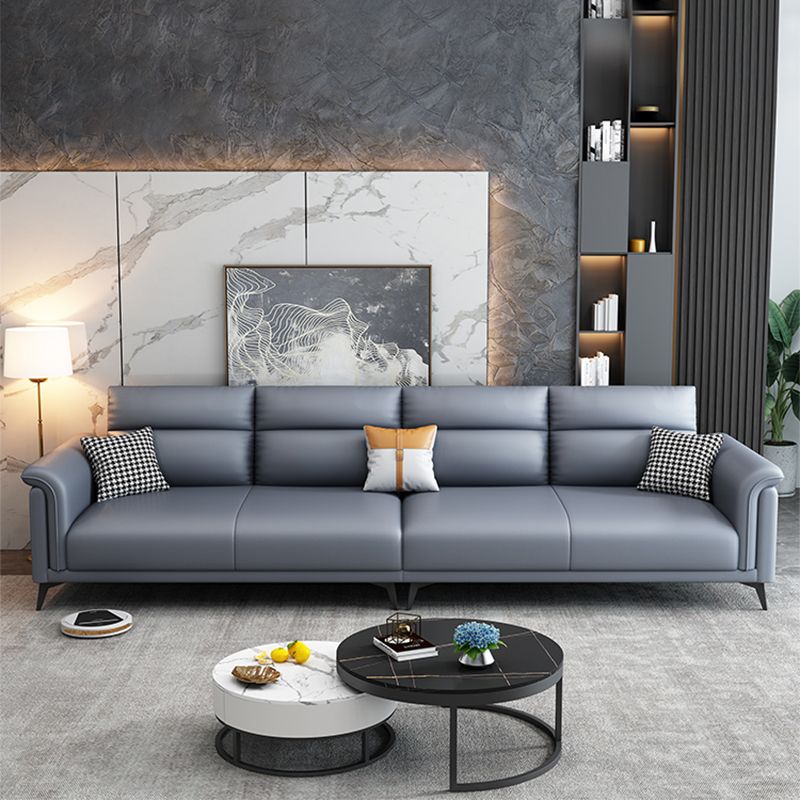 Dark Gray Faux Leather Sofa Stain-Resistant Pillow Top Arm Sectional