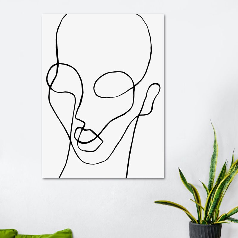 White Scandinavian Style Canvas Head Portrait Wall Art Print for Kitchen Backsplash