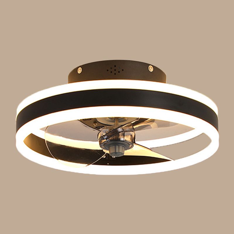 Circular Flush Mount LED Fan Light Minimalist Acrylic Bedroom Dining Room Semi Flush Light