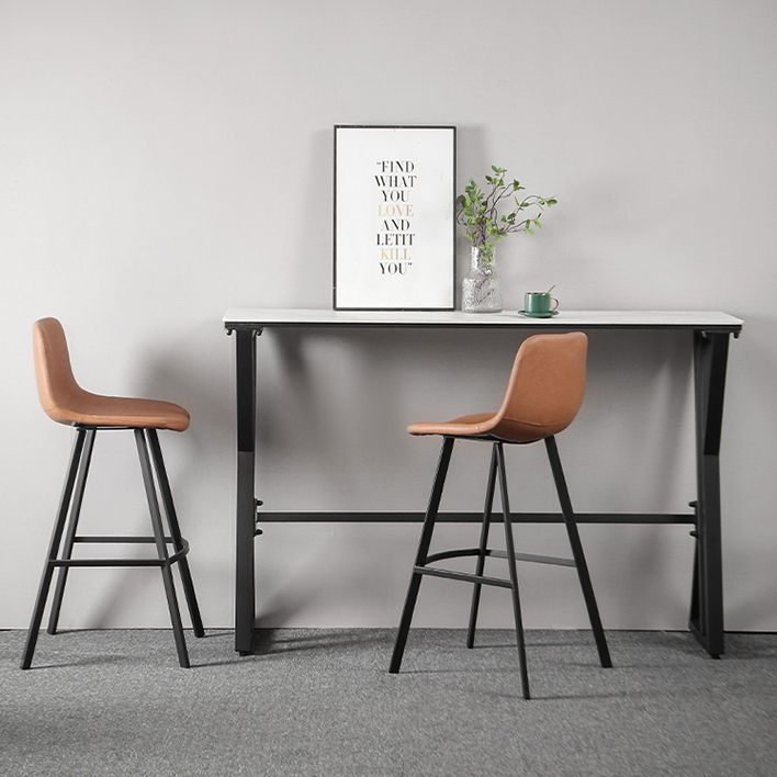 White Marble Bar Table with Rectangle Table Top Trestle Table - 41.3" H