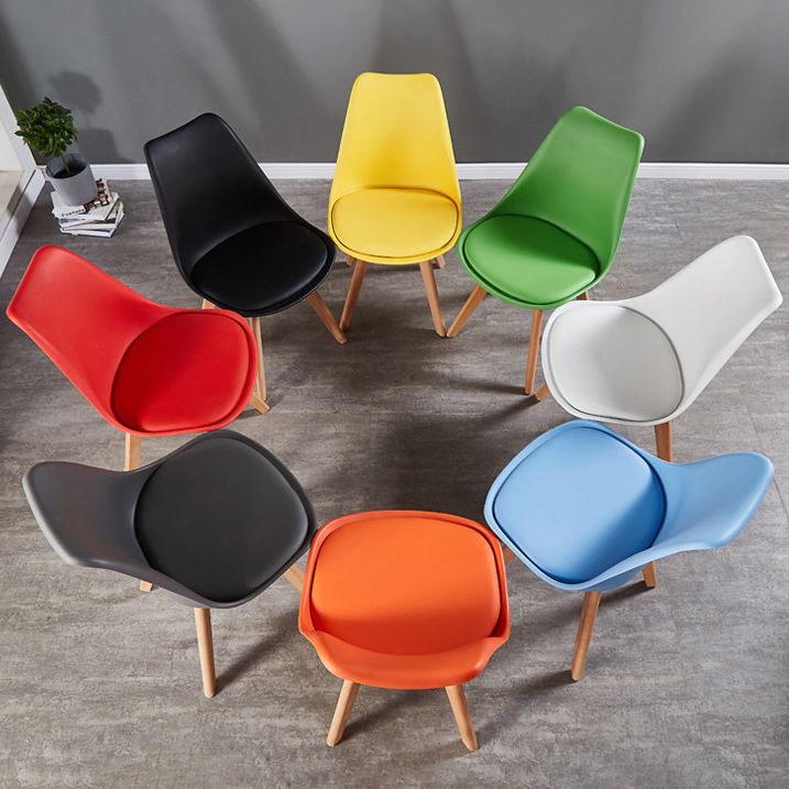 Wood Modern Style Kitchen Dining Chair Colourful Solid Back Side Chairs