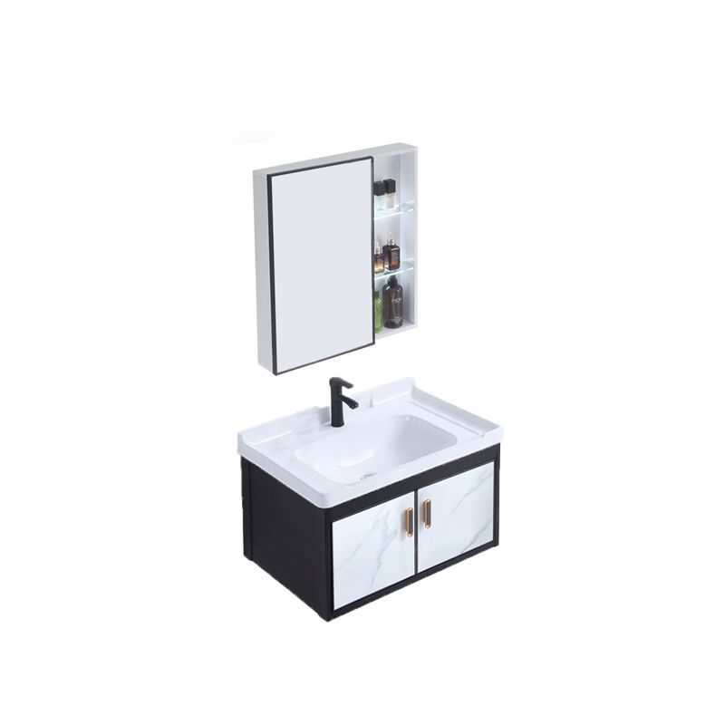 Rectangle Bathroom Vanity Glam Wall Mount Single Sink Mirror Bathroom Vanity Set