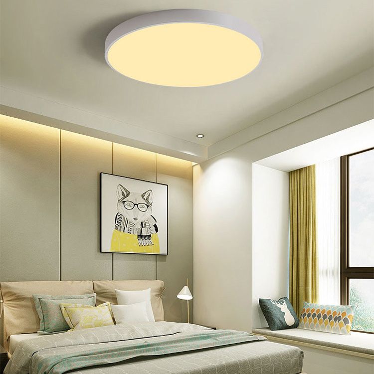 Nordic Acrylic Round Ceiling Light Wrought Iron Bedroom Flush Mount Ceiling Light