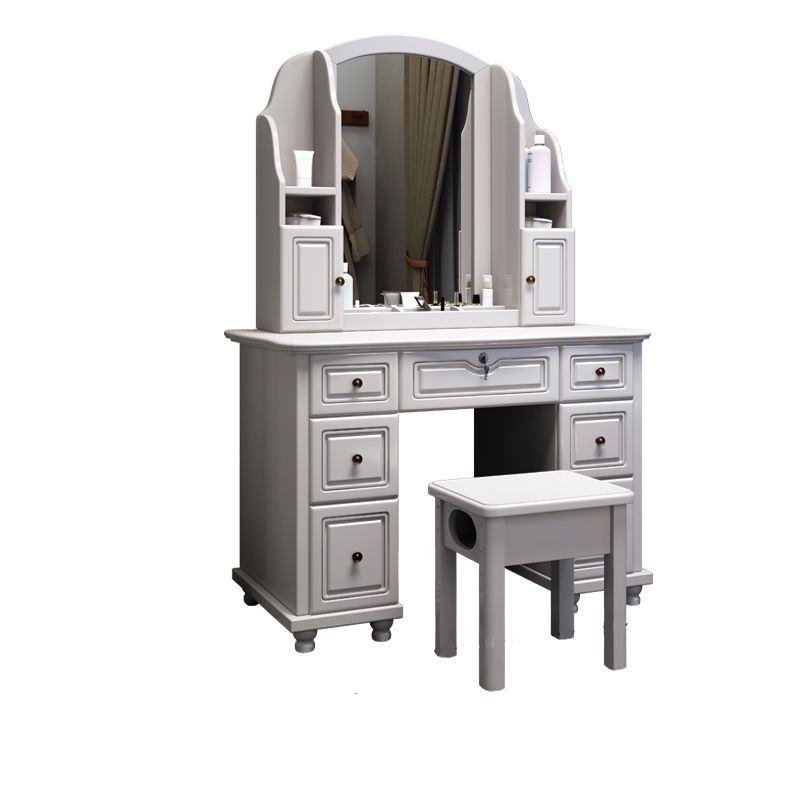 Traditional Solid Wood 60.23" High Vanity Set with Stool and Mirror