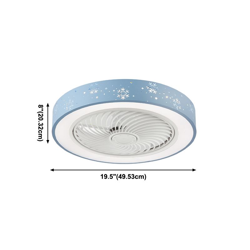 Round Bedroom Ceiling Fan Light Metal LED Simple Close to Ceiling Lighting