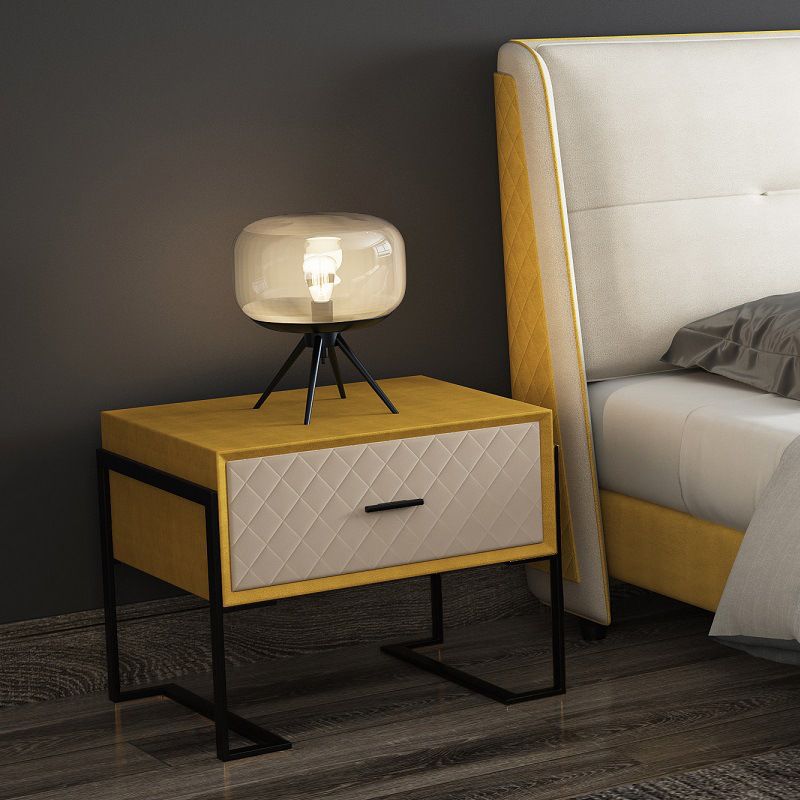 Engineered Wood Accent Table Nightstand Glam Bed Nightstand with Drawer