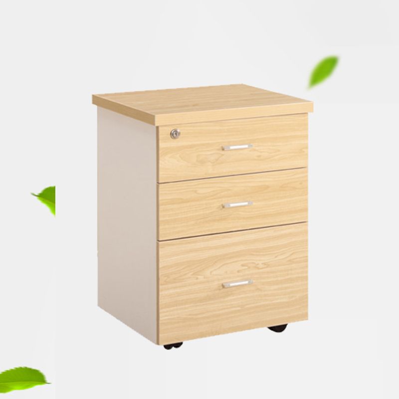 Contemporary File Cabinets Solid Wood Frame Mobile Filing Cabinet with Key Lock