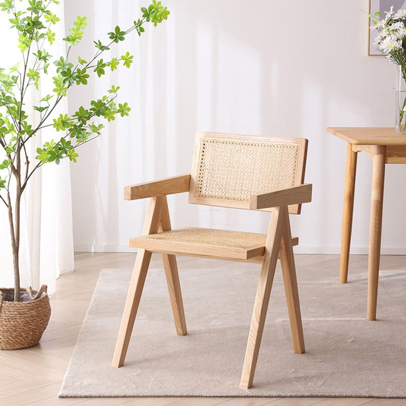 Modern Design Wicker Dining Chairs for Home Arm Open Back Side Chairs