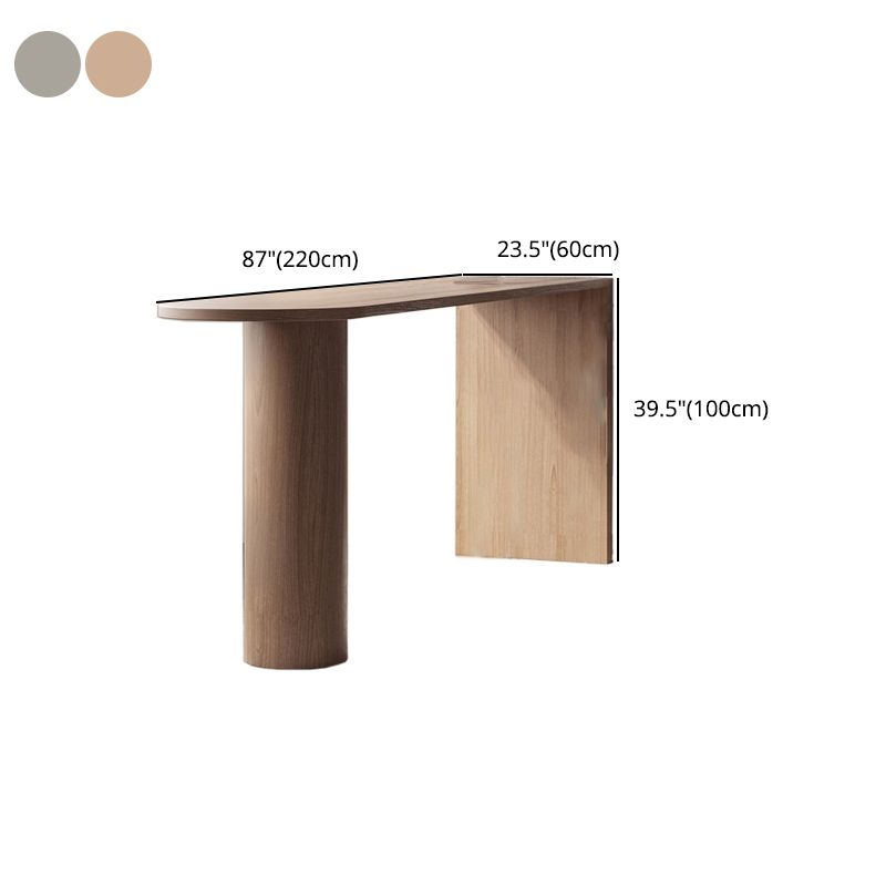 Ash Wood Bar Dining Table Modern Oval Bar Table with Double Pedestal for Dining Room