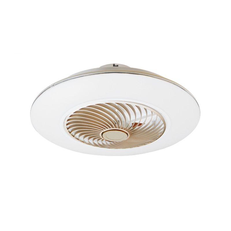 Modern Round Ceiling Fan Light Acrylic Bedroom Semi Flush LED Light with Invisible Blades