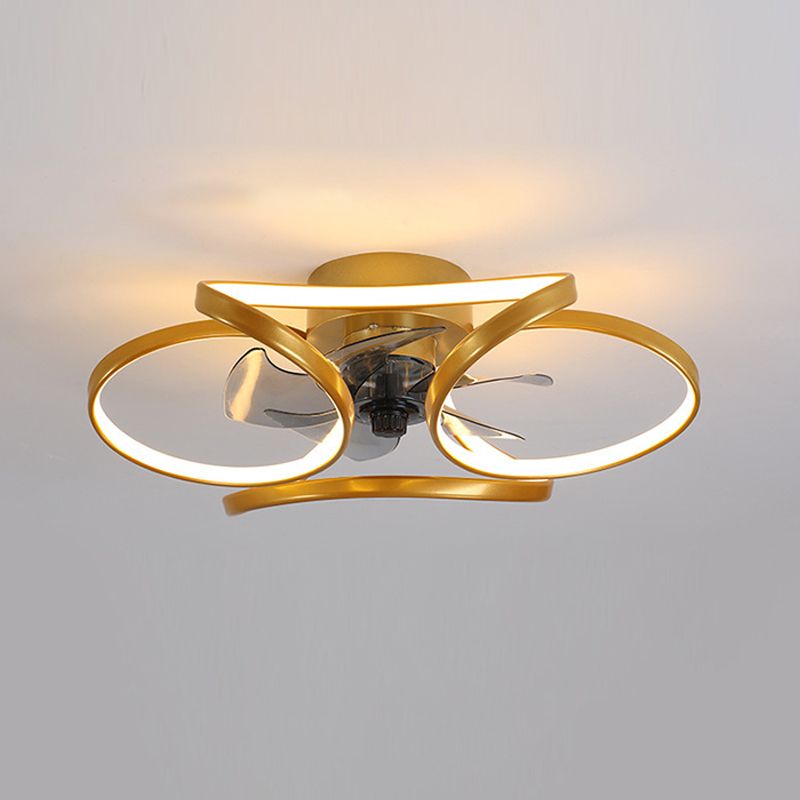 Contemporary Waves Ceiling Fan Light Metal 1 Light LED Ceiling Fan for Bedroom