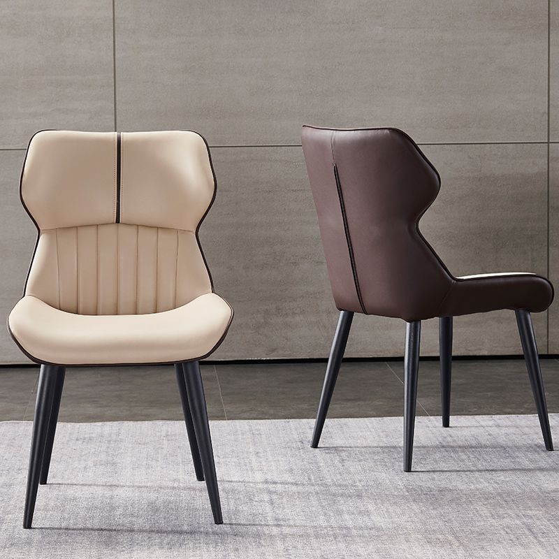 Minimalist Design Arm Wingback Side Chairs Faux Leather Side Chair